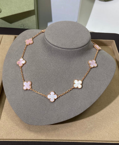 [Solara Jewelry]CLOVER 10 MOTIFS PINK NECKLACE