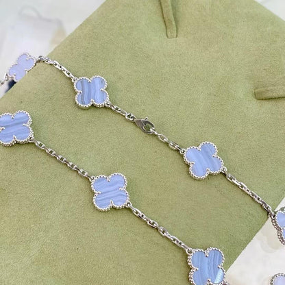 [Solara Jewelry]CLOVER 10 MOTIFS PURPLE CHALCEDONY NECKLACE