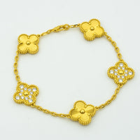 [Solara Jewelry]CLOVER BRACELET 5 MOTIFS GOLD DIAMOND