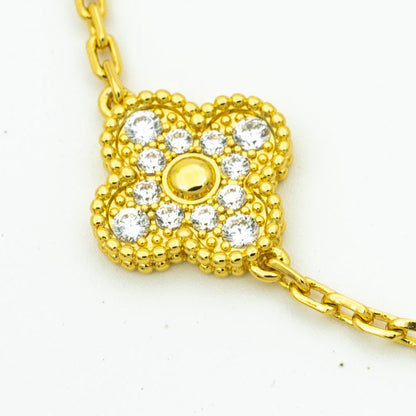 [Solara Jewelry]CLOVER BRACELET 5 MOTIFS GOLD DIAMOND