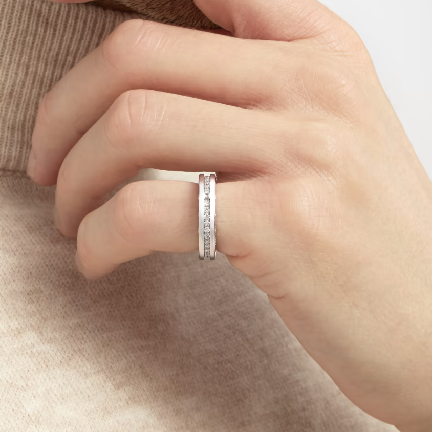 [Solara Jewelry]ZERO 1 ONE-BAND PAVED DIAMONDS ON THE SPIRAL RING