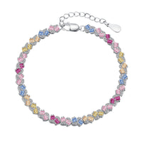 [Solara Jewelry]Ornate Colorful Flower Shape Party Bracelet