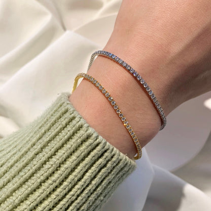 [Solara Jewelry]Radiant Shinning Princess Cut Tennis Bracelet