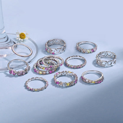 [Solara Jewelry]Radiant Sparkling Round Cut Daily Ring