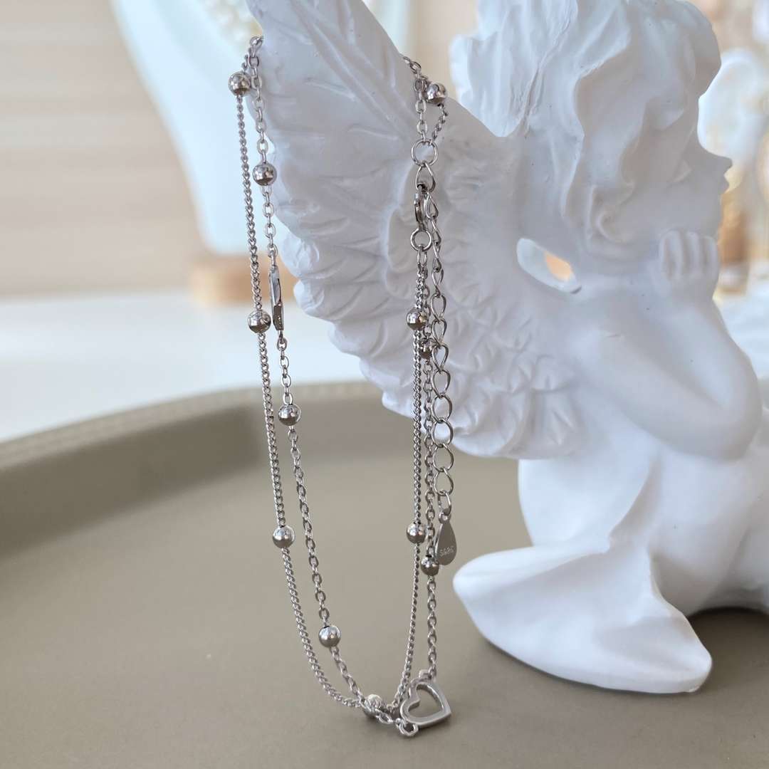 [Solara Jewelry]Dainty Double Layer Love Heart Bracelet
