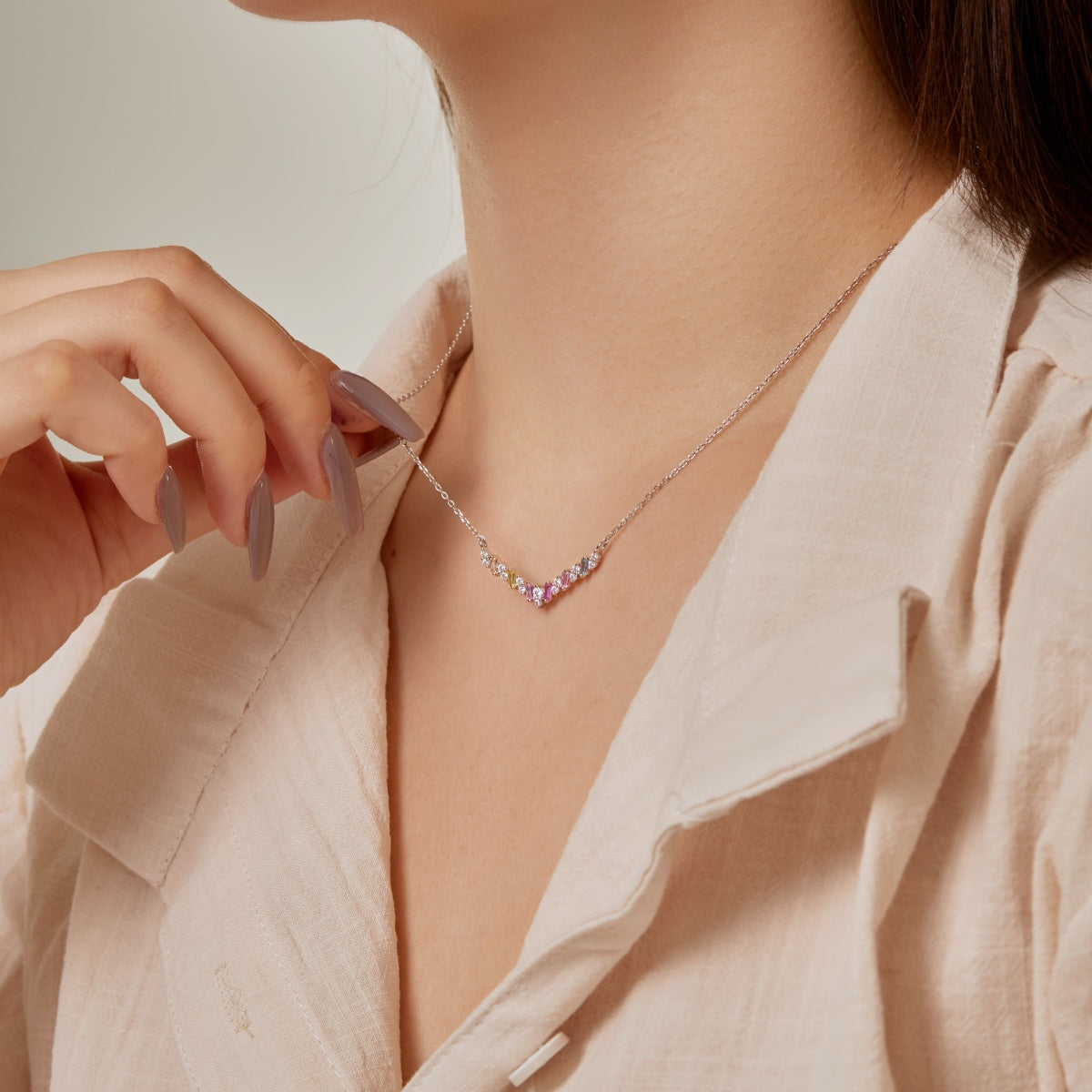 [Solara Jewelry]Dazzling Rainbow Necklace
