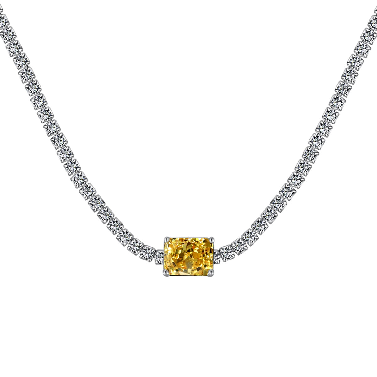 [Solara Jewelry]2.0 carat Ornate Emerald Cut Necklace