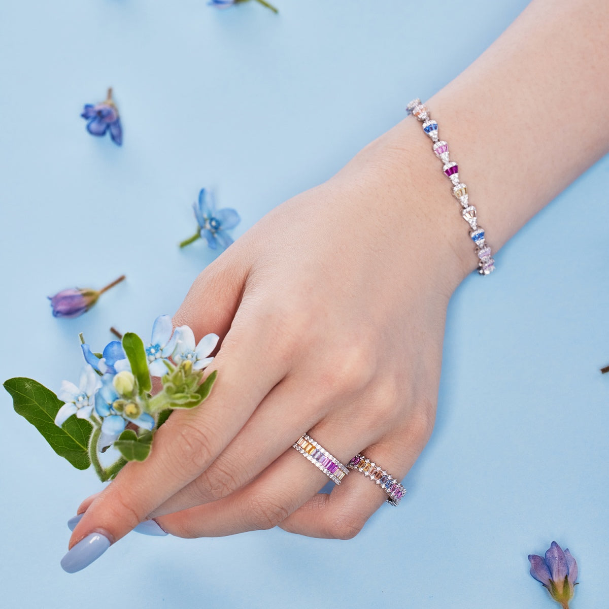 [Solara Jewelry]Dainty Kaleidoscopic Emerald Cut Daily Ring