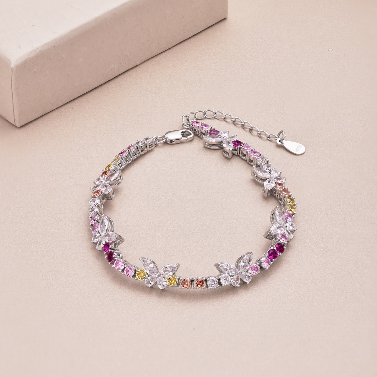 [Solara Jewelry]Ornate Colorful Butterfly Shape Round Cut Daily Bracelet