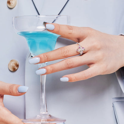 [Solara Jewelry]Luxurious Colorful Flower Shape Banquet Ring