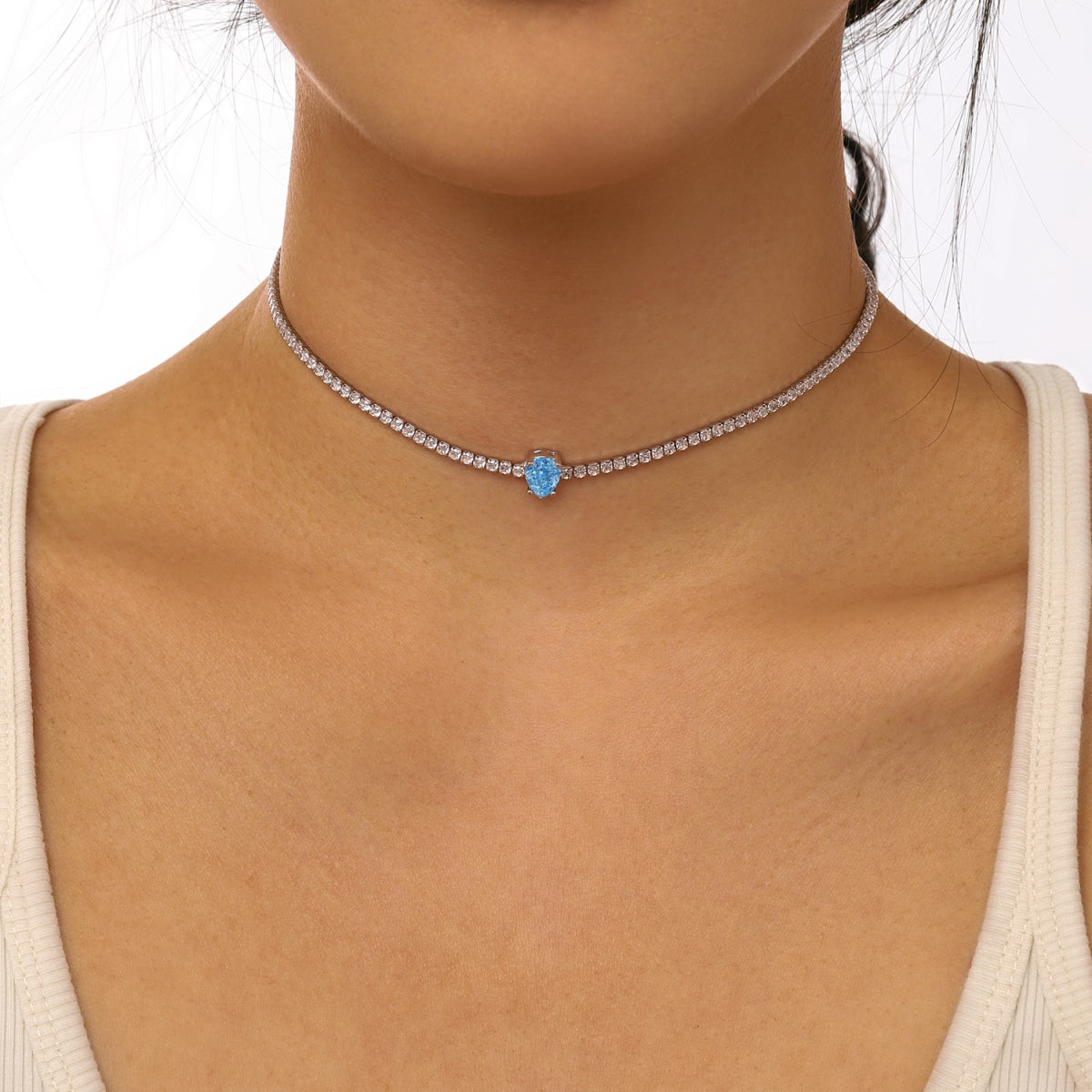 [Solara Jewelry]1.0 carat Unique Pear Cut Tennis Necklace