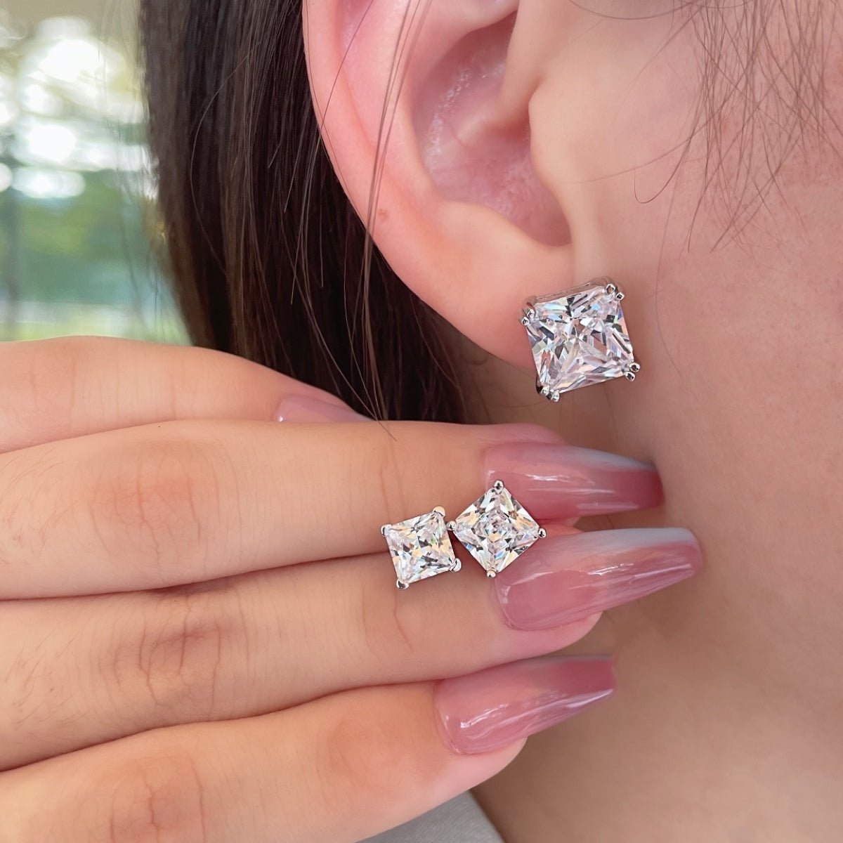 [Solara Jewelry]Delicate Square Shape Earrings