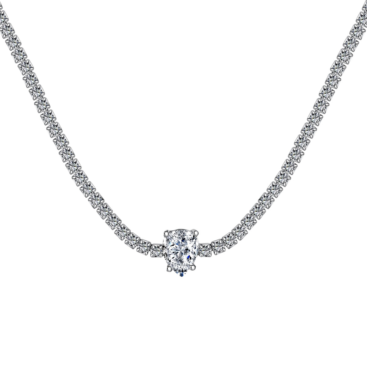 [Solara Jewelry]1.0 carat Unique Pear Cut Tennis Necklace