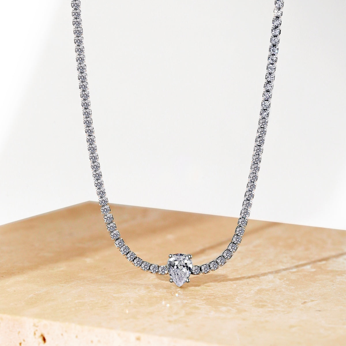 [Solara Jewelry]1.0 carat Unique Pear Cut Tennis Necklace