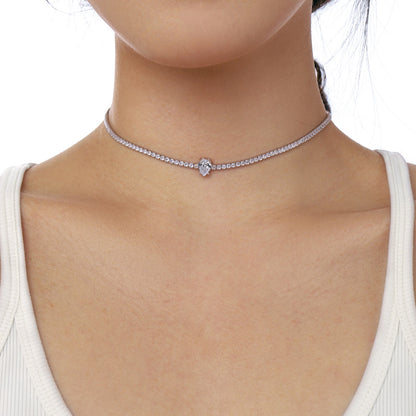[Solara Jewelry]1.0 carat Unique Pear Cut Tennis Necklace