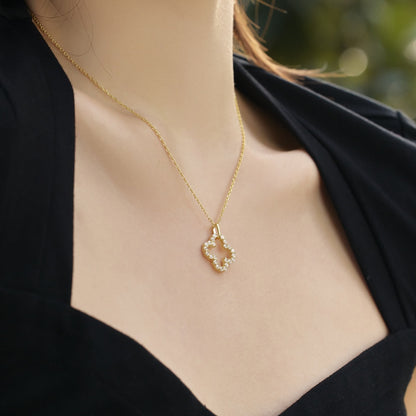 [Solara Jewelry]Four-Leaf Clover Hollow Design Exquisite Necklace