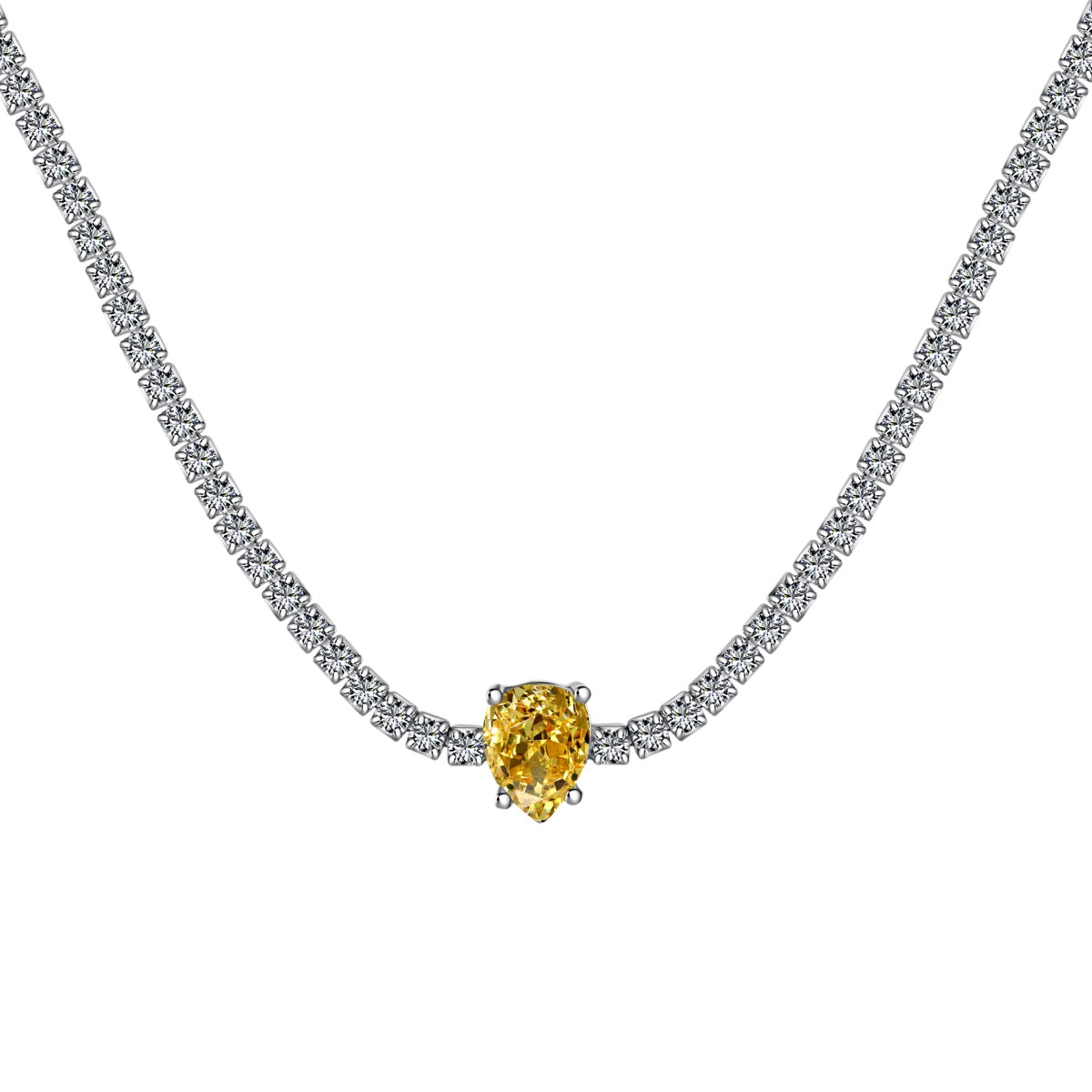 [Solara Jewelry]1.0 carat Unique Pear Cut Tennis Necklace