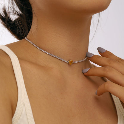 [Solara Jewelry]1.0 carat Unique Pear Cut Tennis Necklace