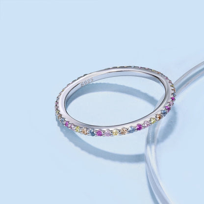 [Solara Jewelry]Ornate Colorful Round Cut Tennis Ring