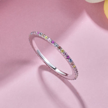 [Solara Jewelry]Ornate Colorful Round Cut Tennis Ring