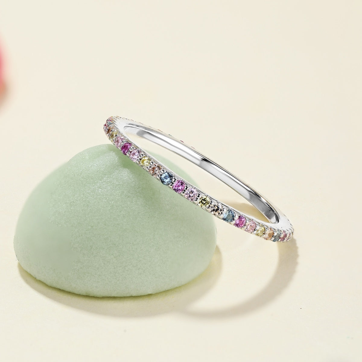 [Solara Jewelry]Ornate Colorful Round Cut Tennis Ring