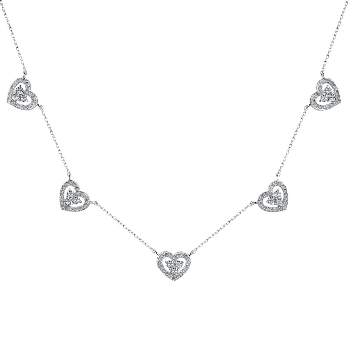 [Solara Jewelry]Sparkling Five Heart Necklace