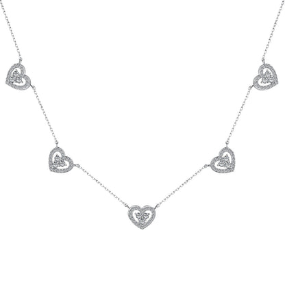 [Solara Jewelry]Sparkling Five Heart Necklace