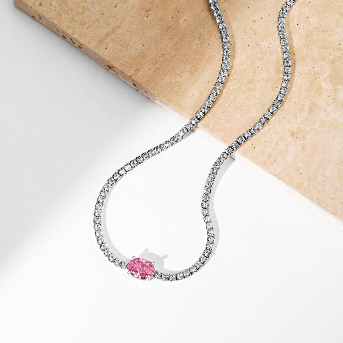 [Solara Jewelry]1.0 Carat Shining Oval Cut Necklace
