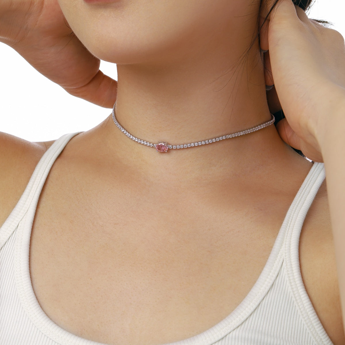 [Solara Jewelry]1.0 Carat Shining Oval Cut Necklace