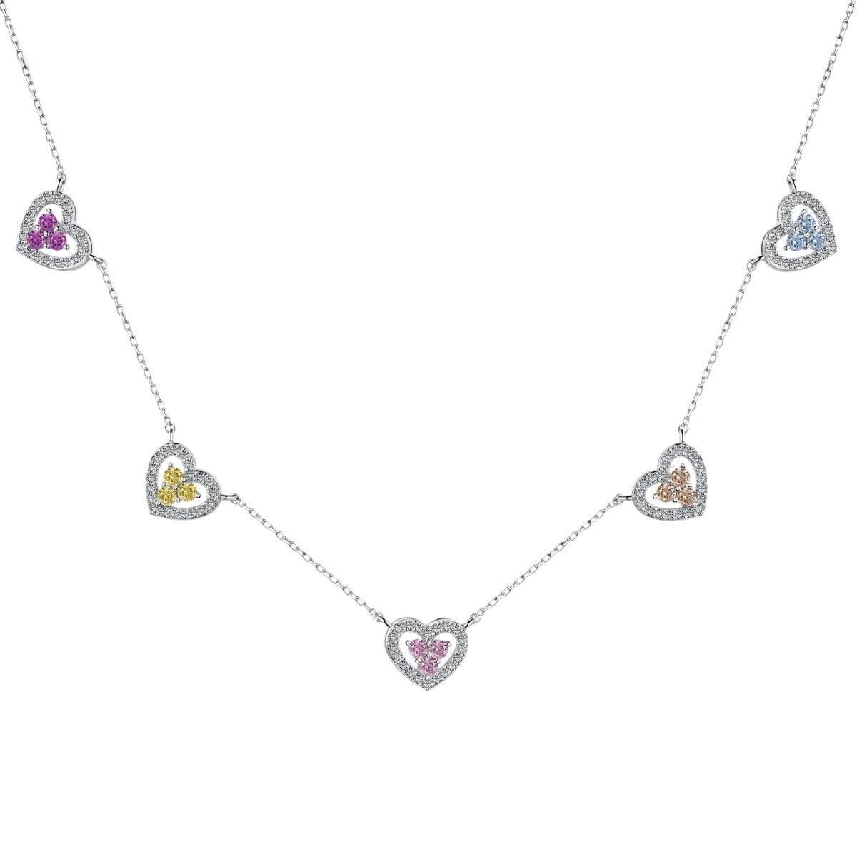 [Solara Jewelry]Sparkling Five Heart Necklace
