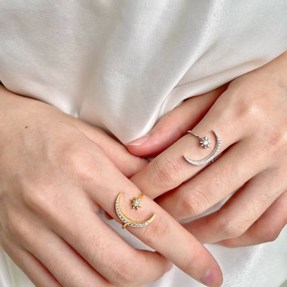[Solara Jewelry]Eternity Moon & Star Ring