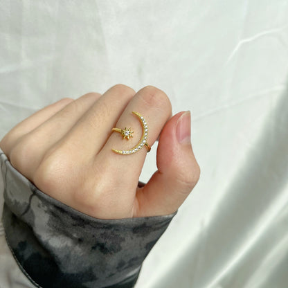 [Solara Jewelry]Eternity Moon & Star Ring