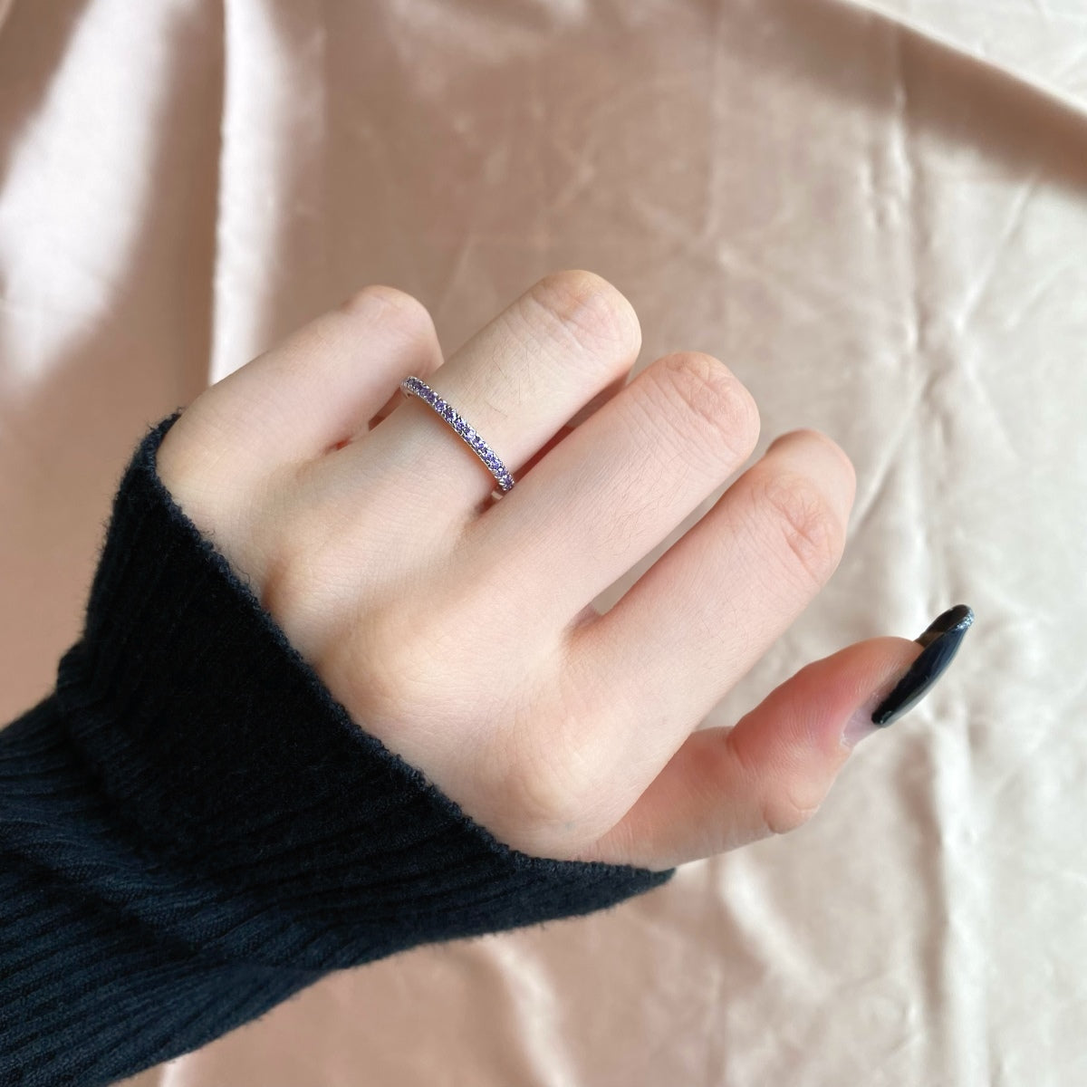 [Solara Jewelry]Delicate Sparkling Round Cut Daily Ring