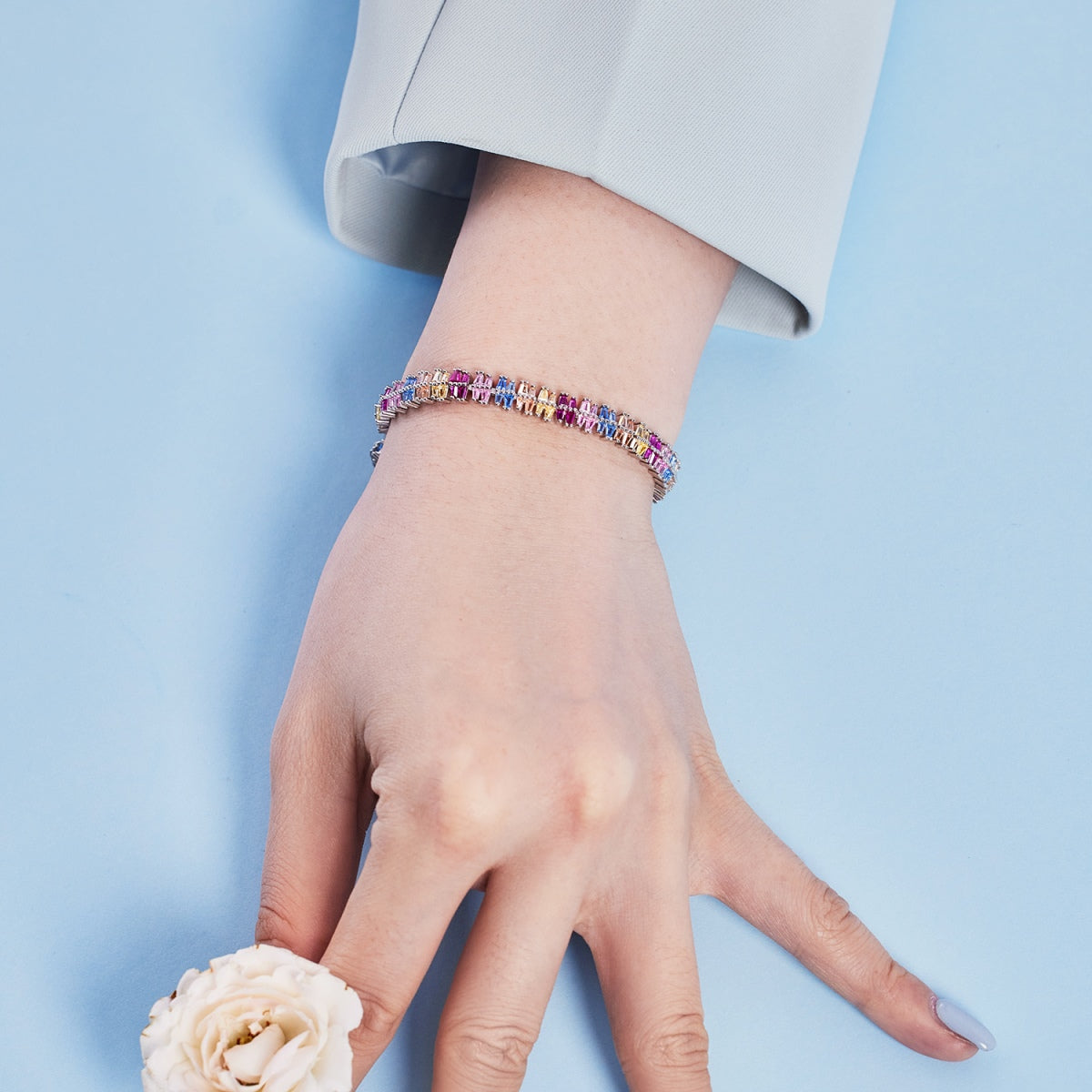 [Solara Jewelry]Sparkling Exquisite Multi Cut Party Bracelet