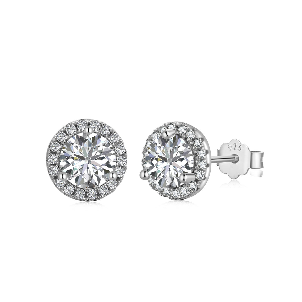 [Solara Jewelry]Classic Princess Round Shape Earrings