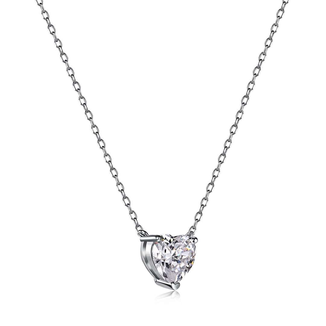 [Solara Jewelry]Heart Shape Main Stone Pendant Collarbone Necklace