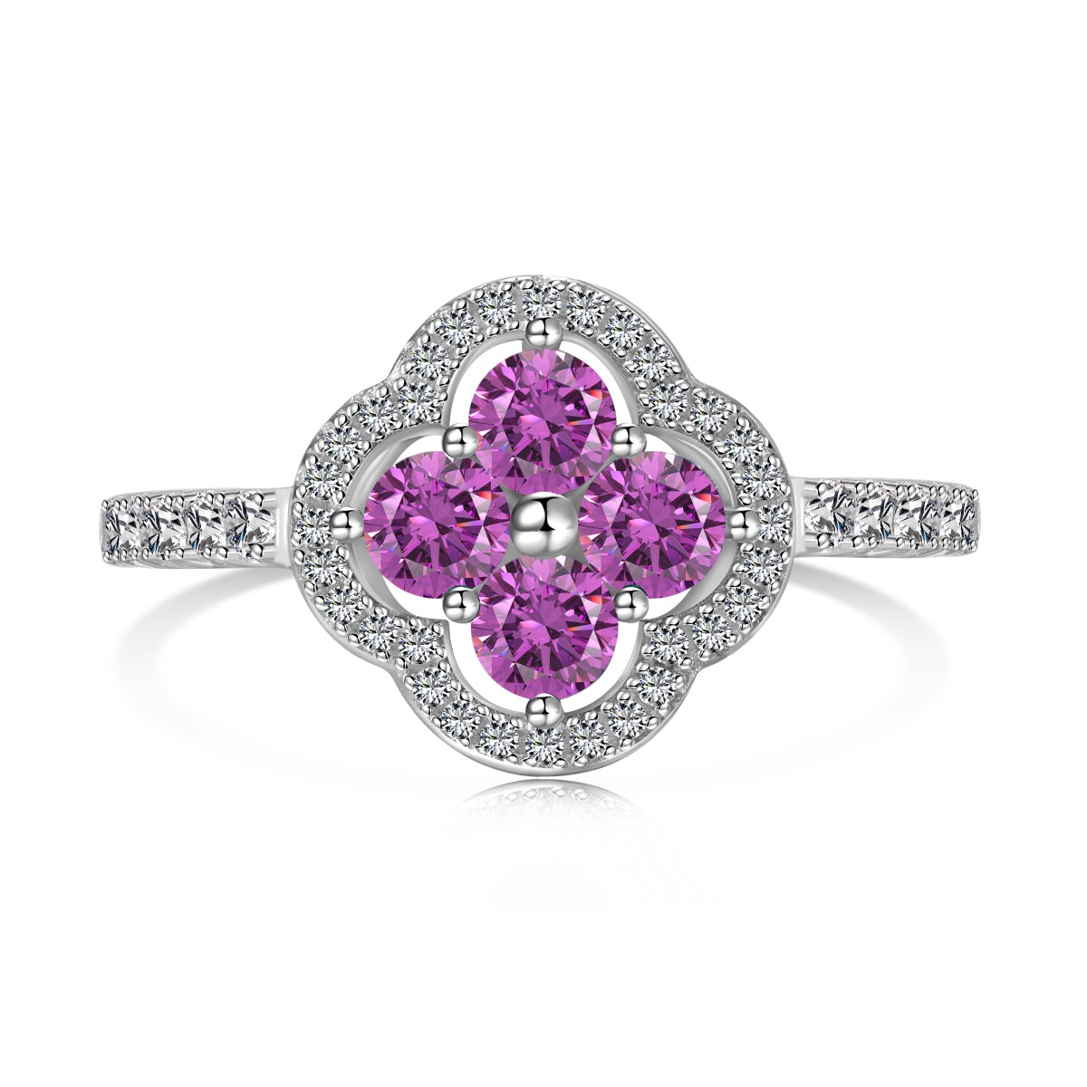[Solara Jewelry]Four Leaf Clover Flower Design Ring
