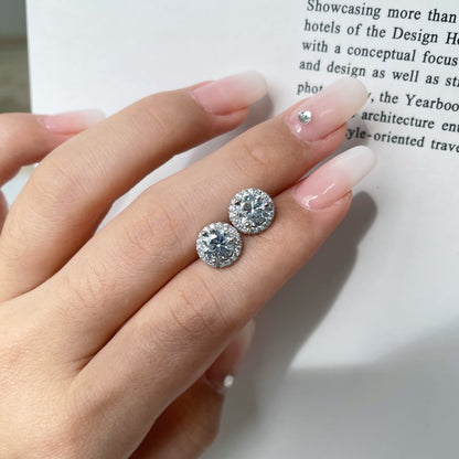[Solara Jewelry]Classic Princess Round Shape Earrings