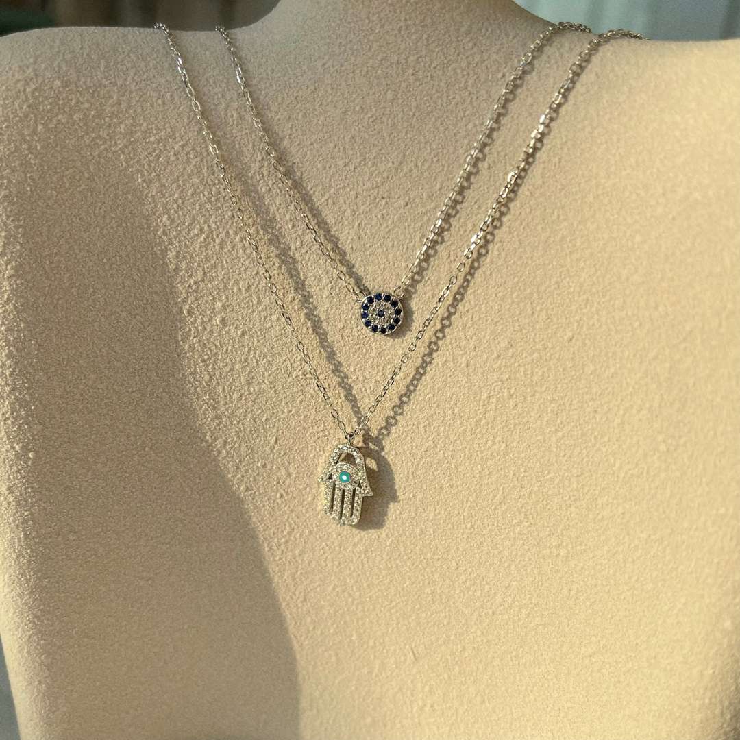 [Solara Jewelry]Demon Eye Hamsa Palm Necklace