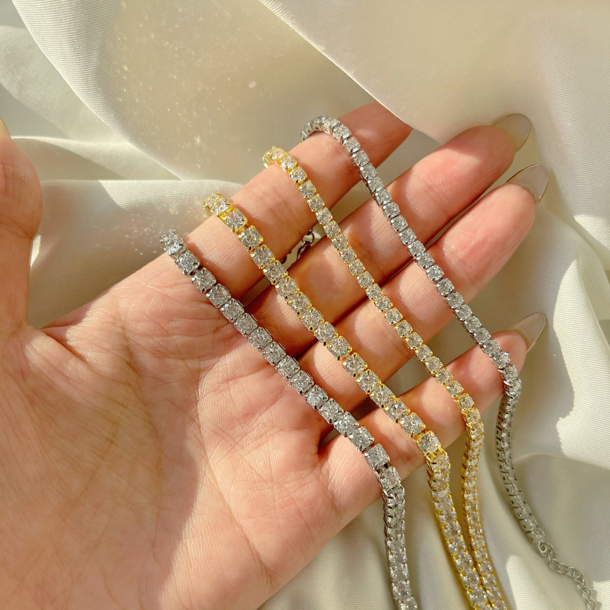 [Solara Jewelry]Sparkling Radiant Princess Cut Tennis Bracelet