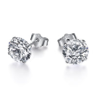 [Solara Jewelry]Stylish Shiny Round Center Stone Stud Earrings