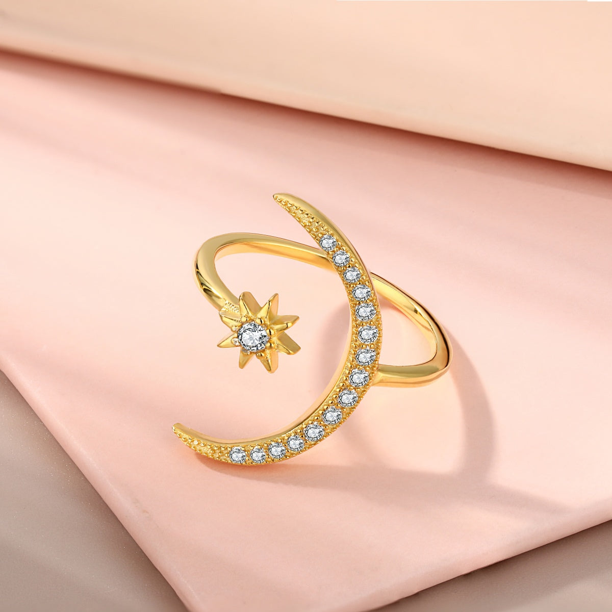 [Solara Jewelry]Eternity Moon & Star Ring