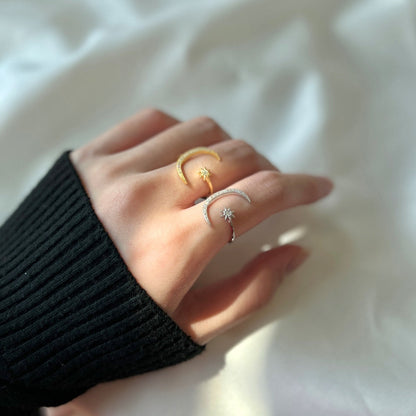 [Solara Jewelry]Eternity Moon & Star Ring