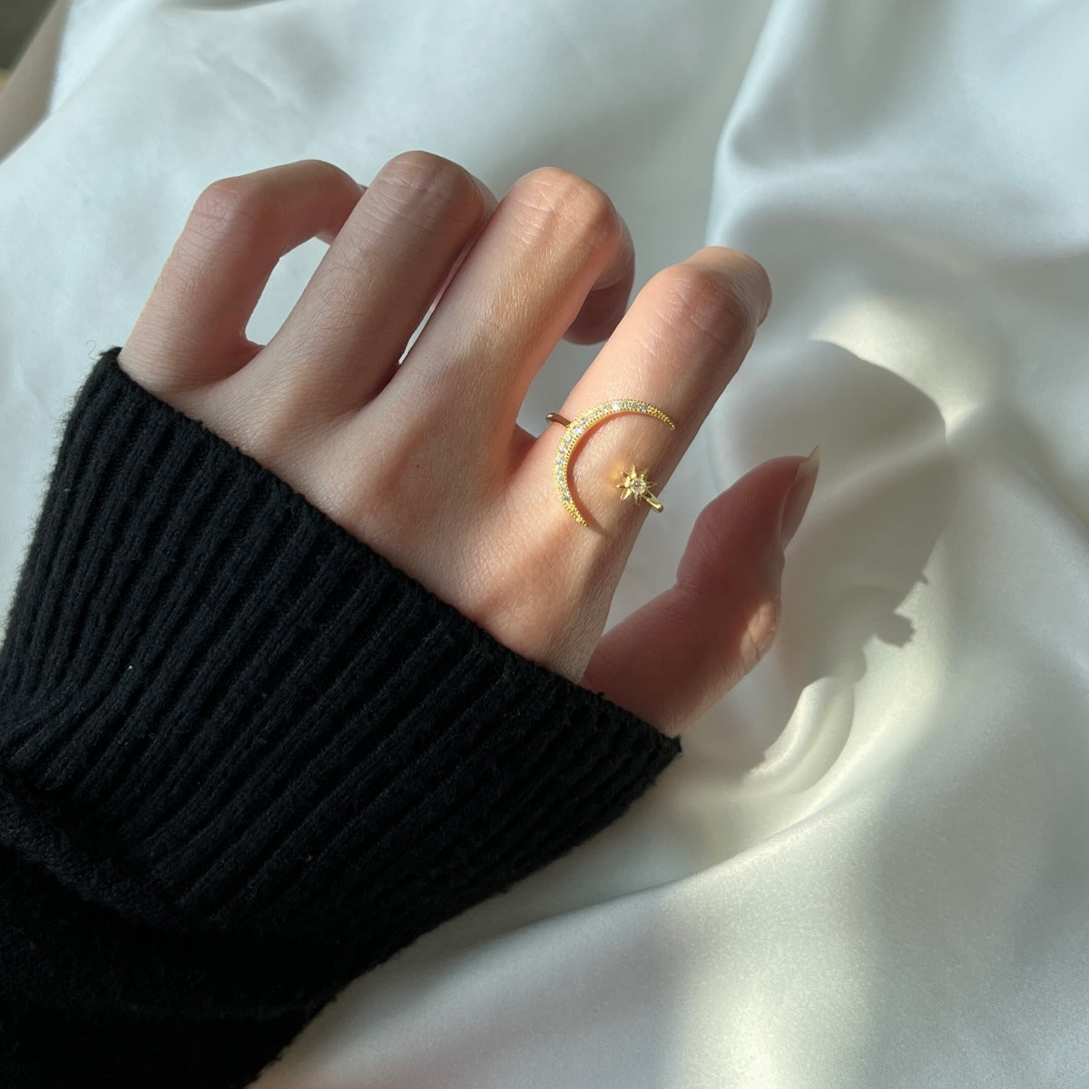 [Solara Jewelry]Eternity Moon & Star Ring