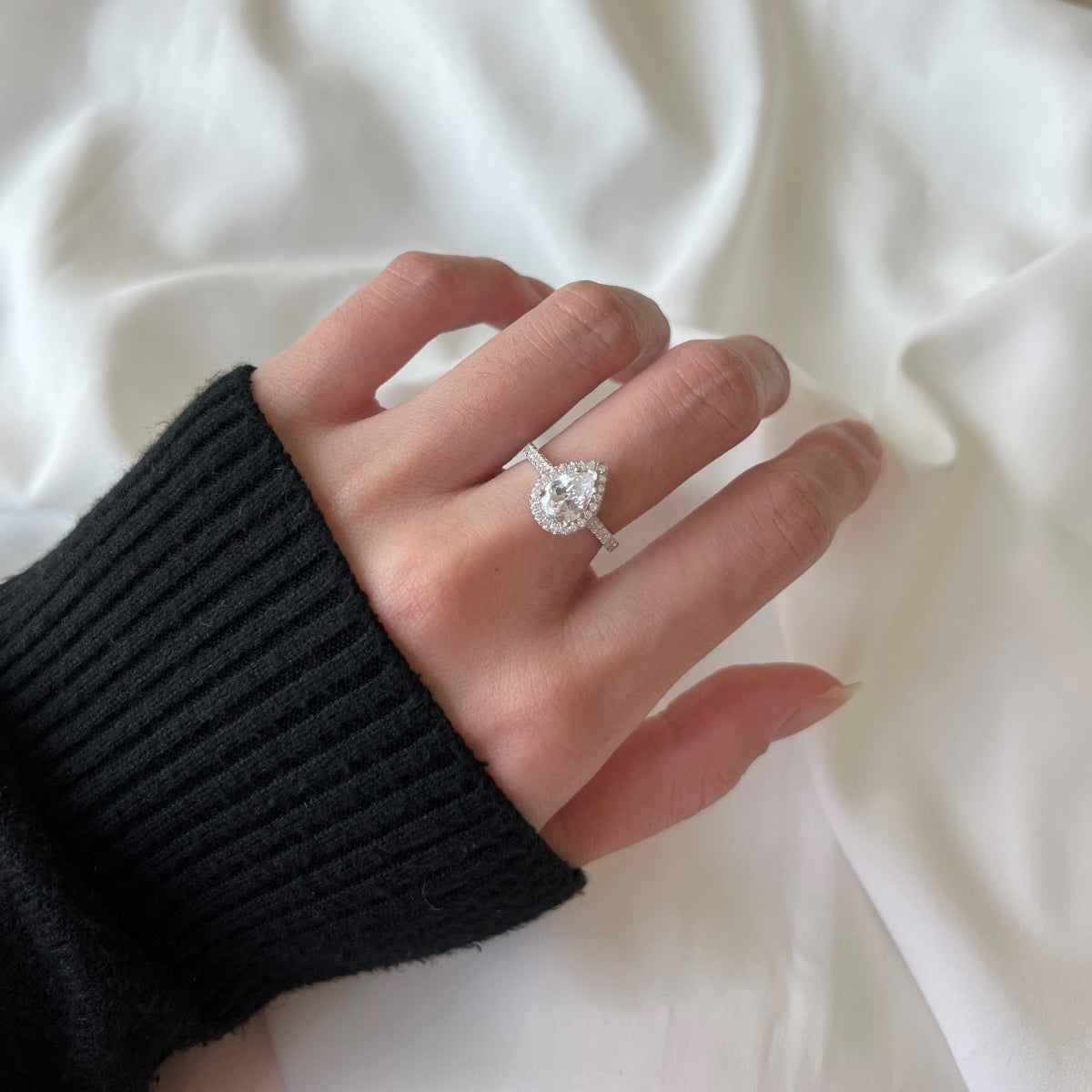 [Solara Jewelry]1.0 Carat Luxurious Resplendent Water Drop Shape Wedding Ring