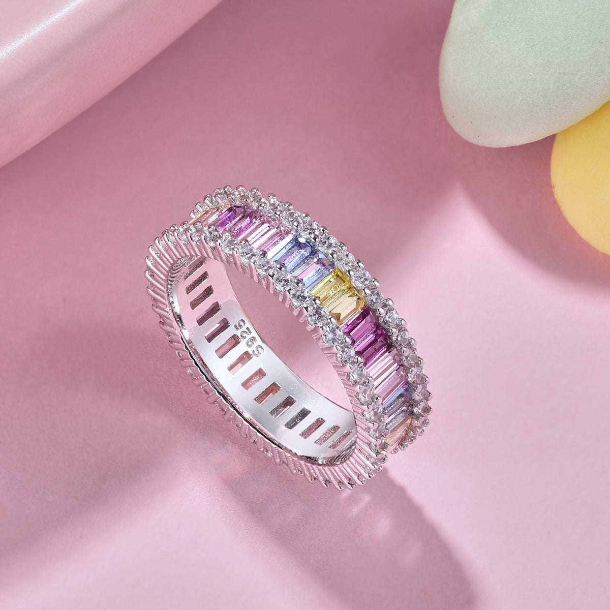 [Solara Jewelry]Dainty Kaleidoscopic Emerald Cut Daily Ring