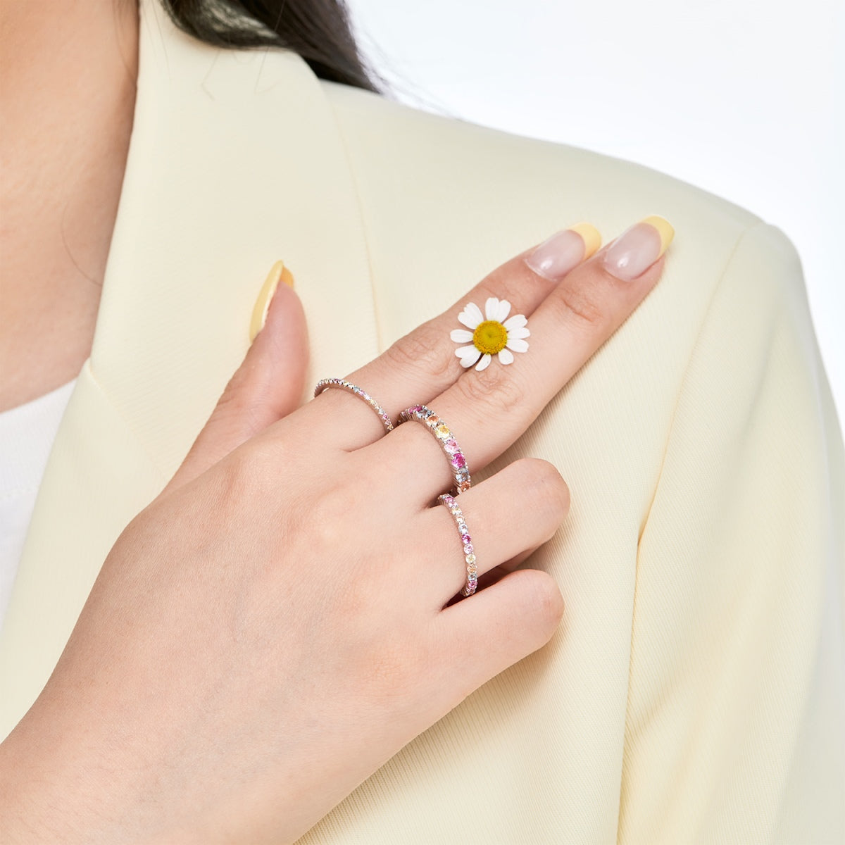 [Solara Jewelry]Dazzling Lustrous Round Cut Tennis Ring