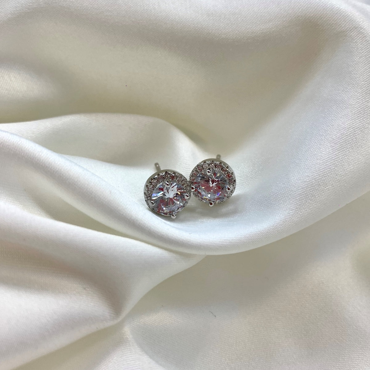 [Solara Jewelry]Classic Princess Round Shape Earrings