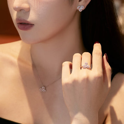 [Solara Jewelry]Ornate Flower Shape Pear Cut Lover Earrings
