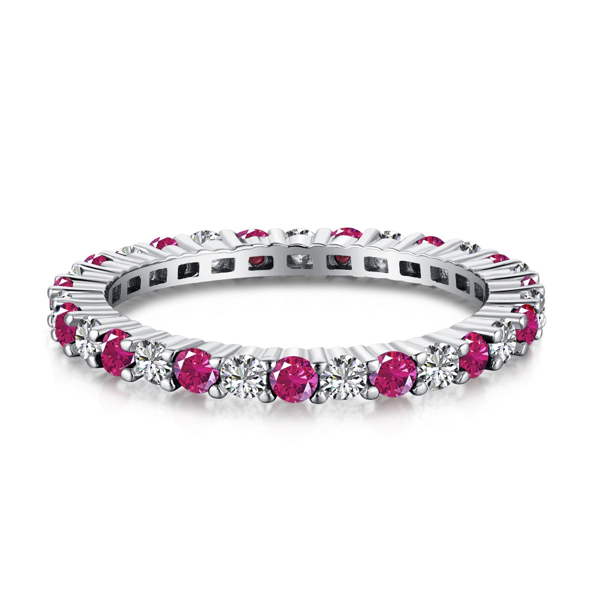 [Solara Jewelry]Exquisite Colorful Round Cut Tennis Ring